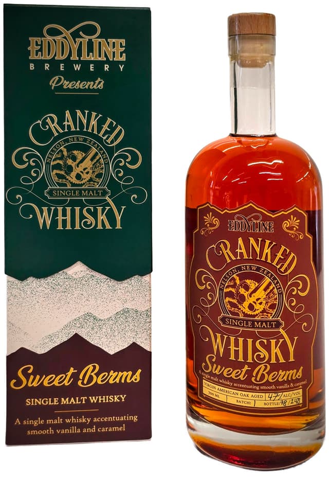 Cranked Whisky Sweet Berms bottle and box